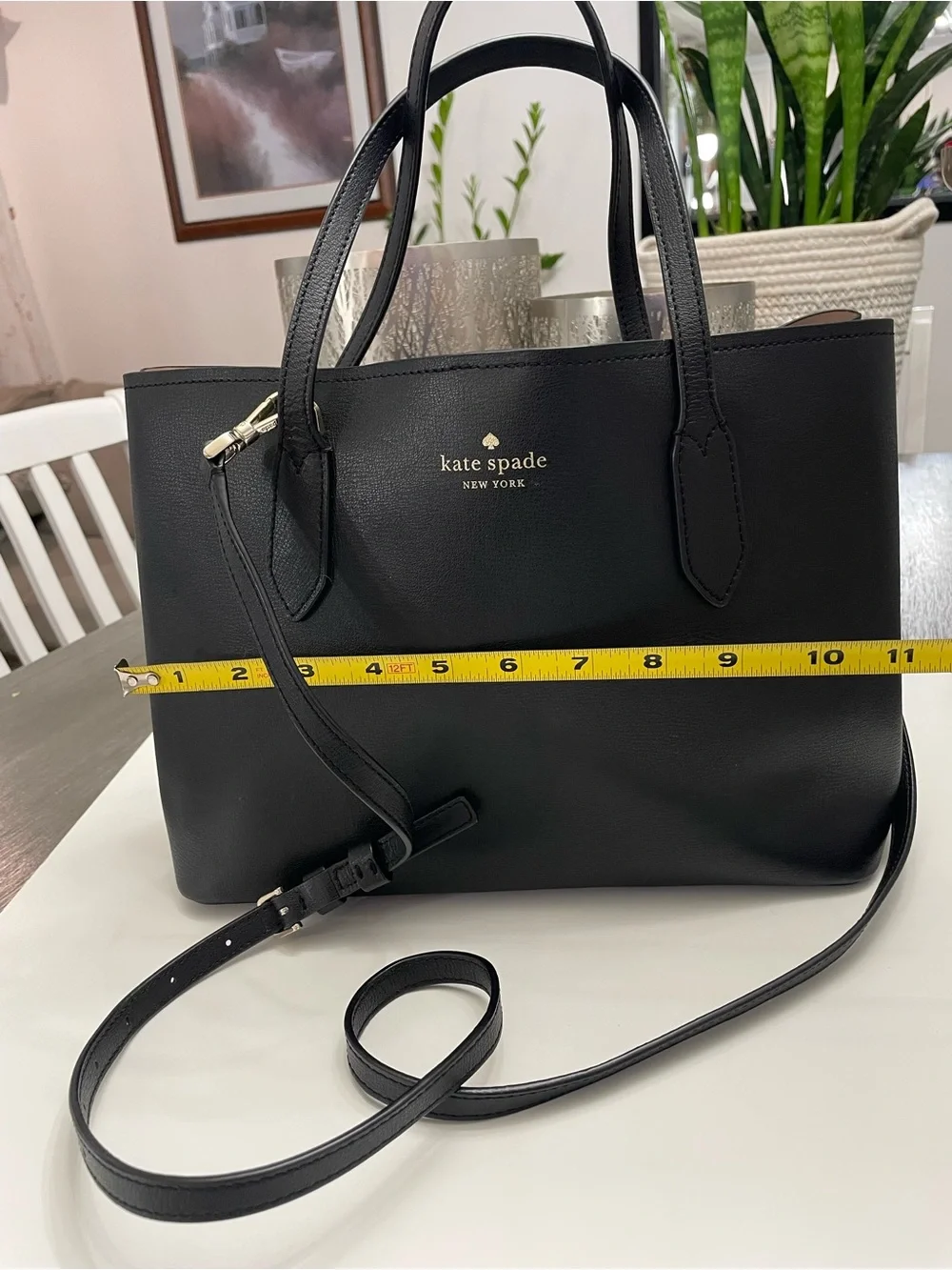 Kate Spade New York Black Leather Tote Crossbody Bag Shoulder Purse